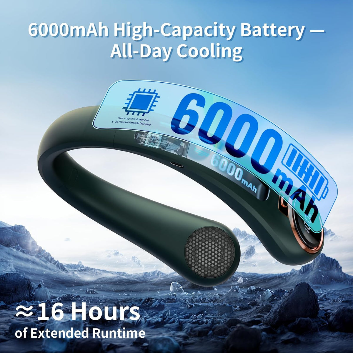 𝟐𝟎𝟐𝟔 𝐔𝐩𝐠𝐫𝐚𝐝𝐞 BNBZ Portable Neck Fan,6000mAh Rechargeable Wearable Fan with LED Display,4 Speeds,Up to 15H Runtime,Quiet 360° Airflow Hands-Free Personal Fan for Travel,Work,Gym &Outdoor Use