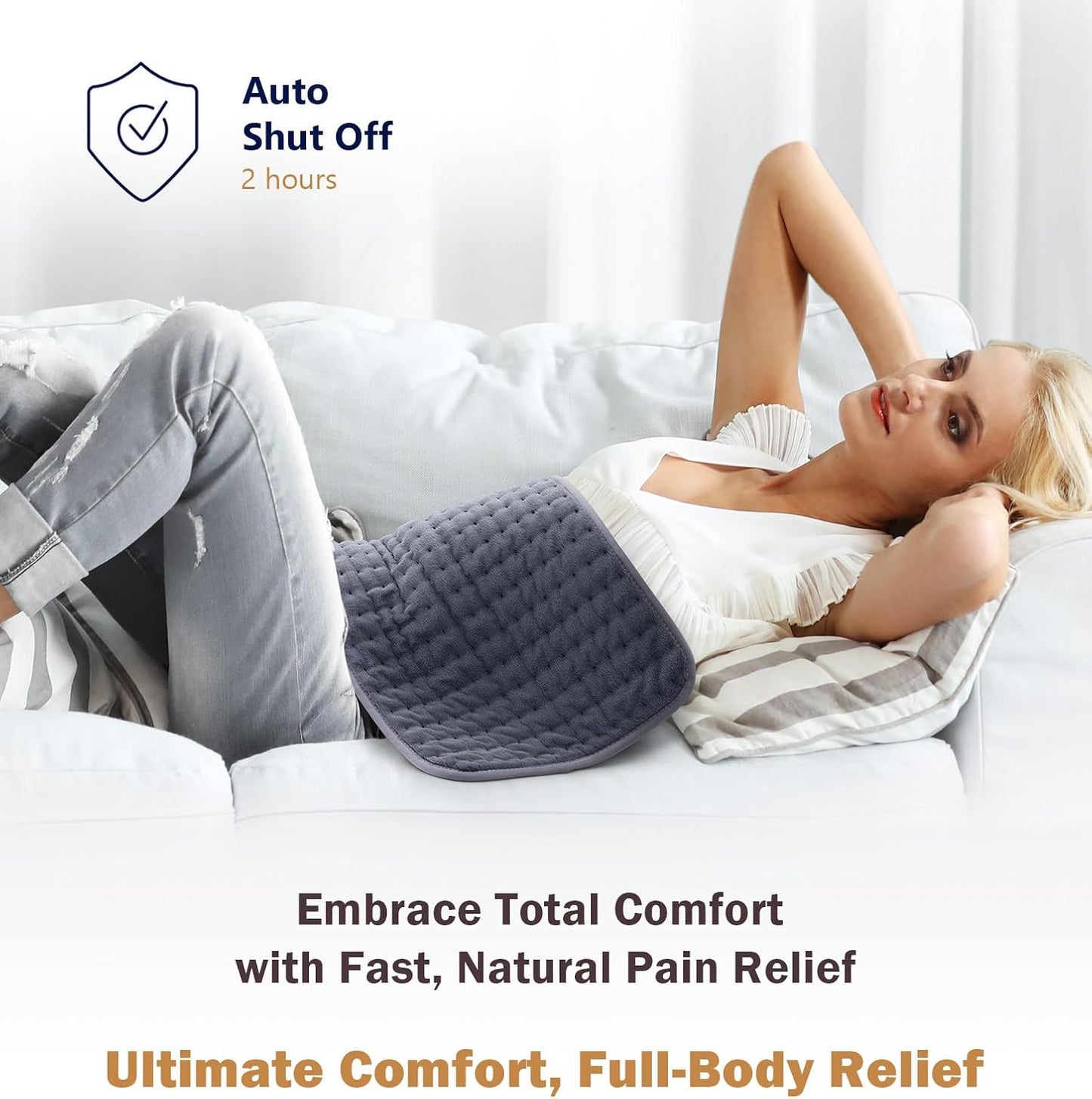20"x24" XL Heating Pad for Back, Neck & Shoulders, Soft Electric Heating Pad with Moist & Dry Heat, Auto-Off, Machine Washable, Birthday Gifts for Women Wife Mom Her