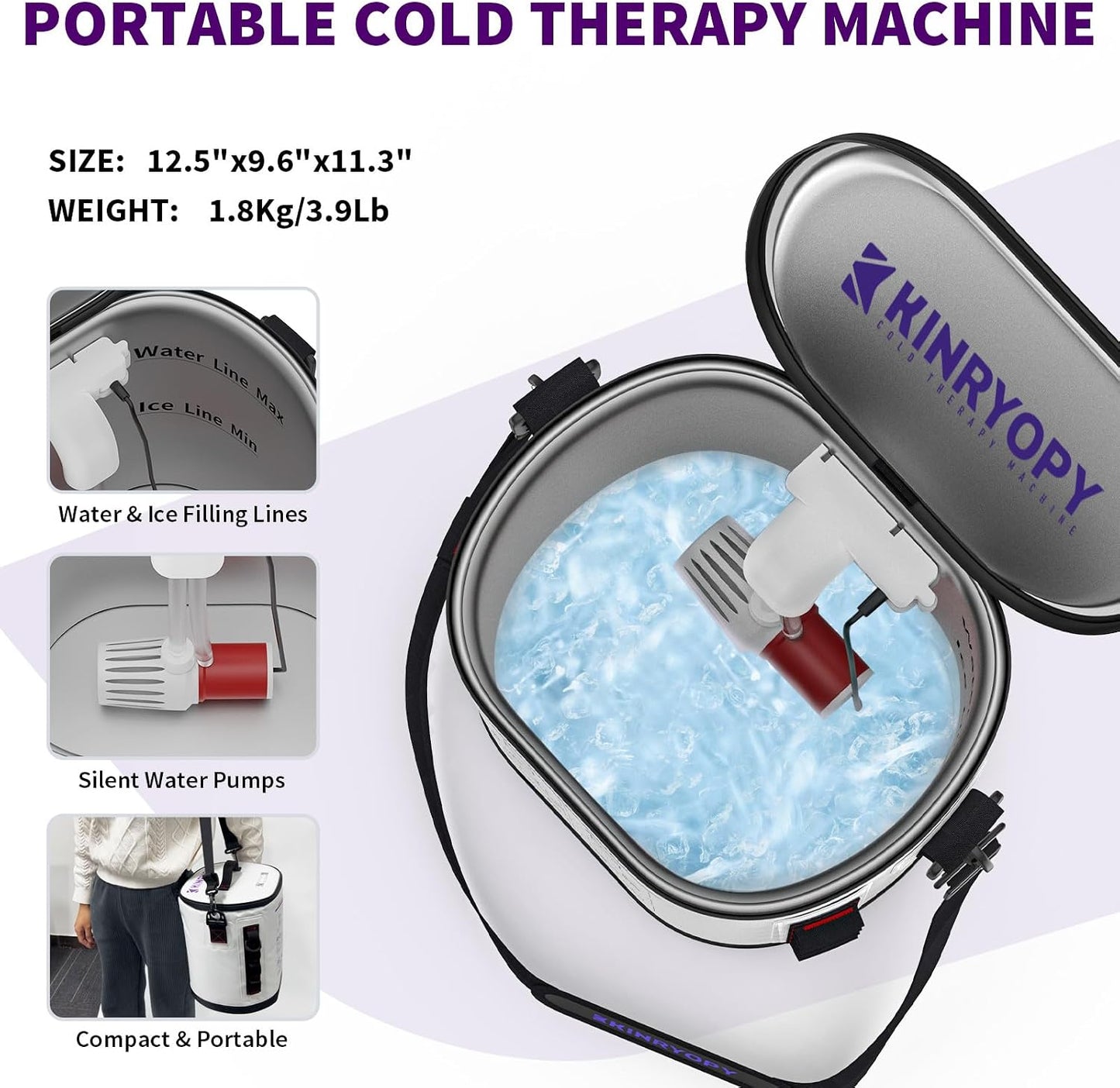 Cold Therapy Machine for Shoulder with Programmable Timer, Portable Ice Machine for Shoulder After Surgery, Lightweight Replacement Recovery System, Cryotherapy Pain Relief w/Compression Pad