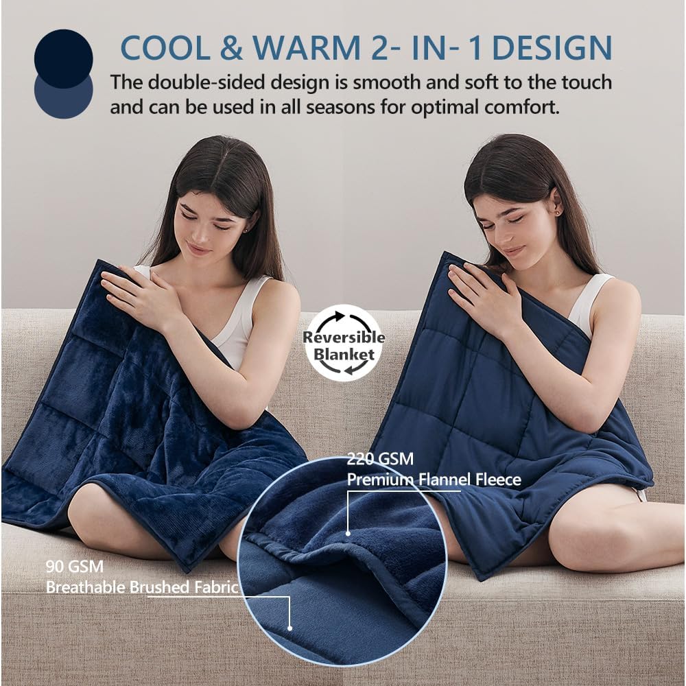 L'AGRATY Weighted Lap Pad 7lb: Small Weighted Blanket for Adults - Cooling Portable Travel Blanket for Relaxation Sleeping - Washable All-Season (29" x 24")