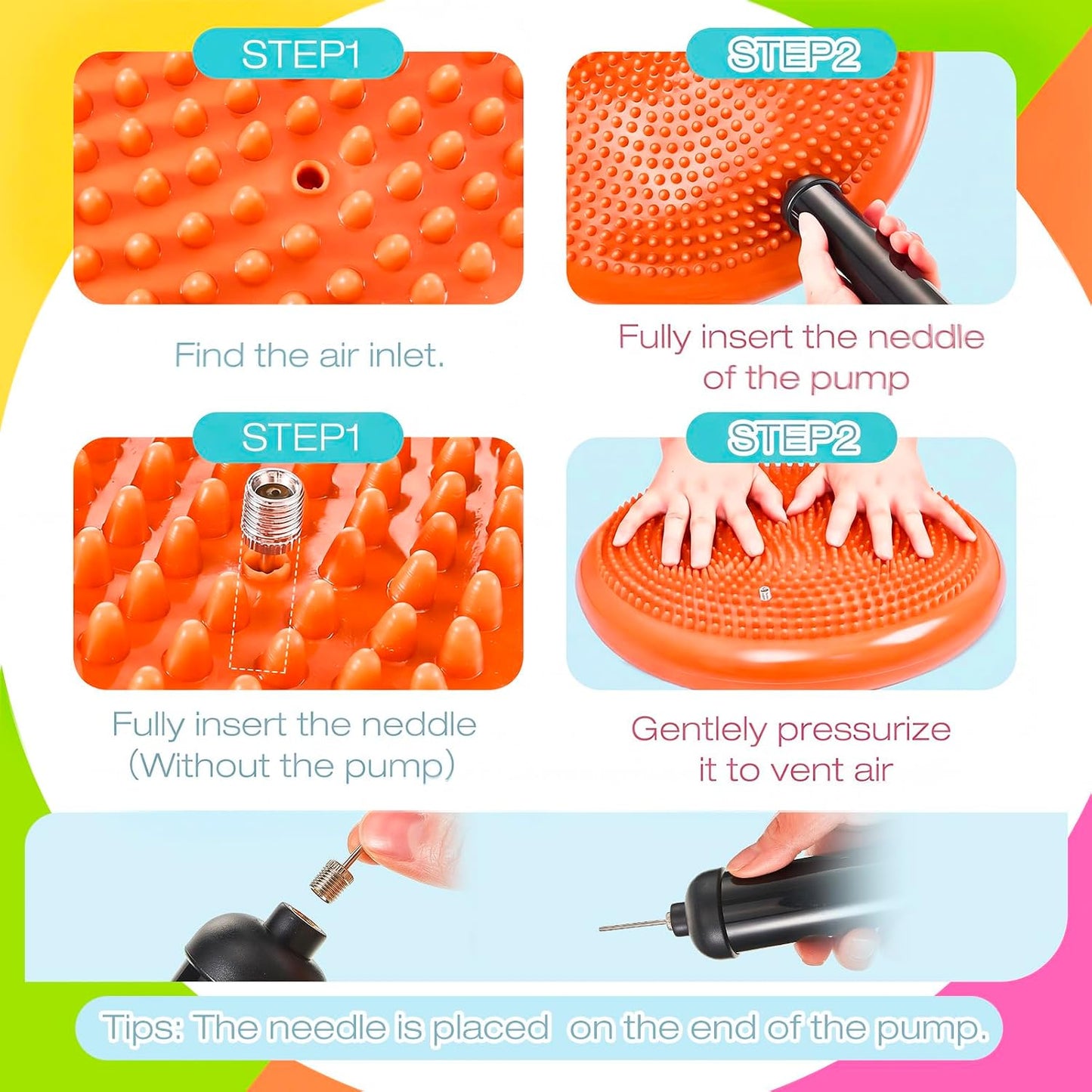 Amylove 6 Pcs Wiggle Seat Inflated Wobble Cushion for Sensory Kid 13 Inch Balance Disc Kids Flexible Seating Exercise Sensory Pad Chair Cushion for Classroom Office School (Bright)
