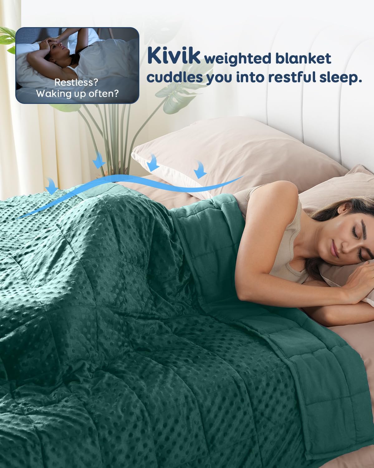 Kivik 2 lbs Weighted Lap Pad, Ultra Soft Minky Dotted Heavy Blankets Throw for Better Study Relaxing & Sleeping, Machine Washable, 20 x 30 Inches, Purple