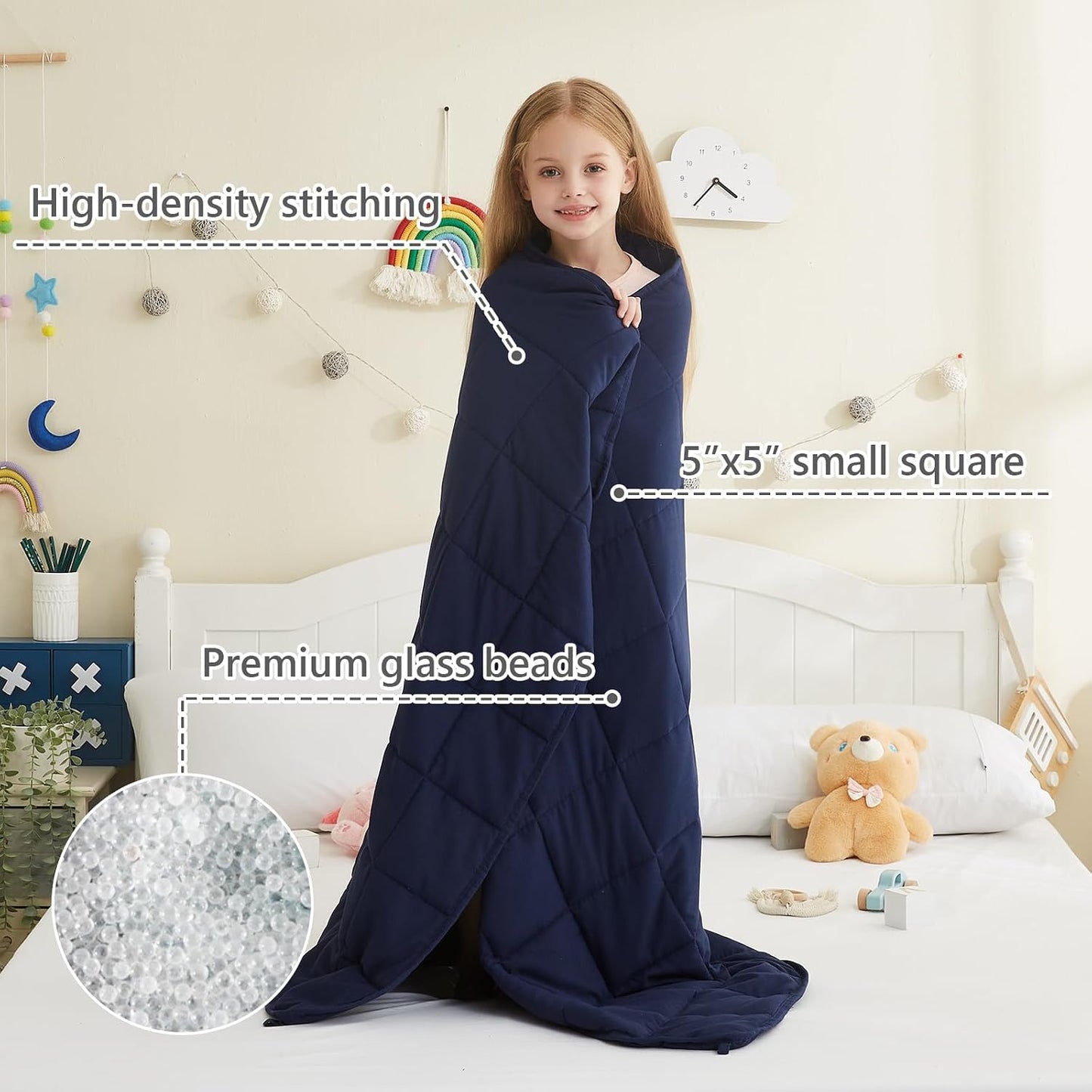 L'AGRATY Weighted Lap Pad 7lb: Small Weighted Blanket for Adults - Cooling Portable Travel Blanket for Relaxation Sleeping - Washable All-Season (29" x 24")