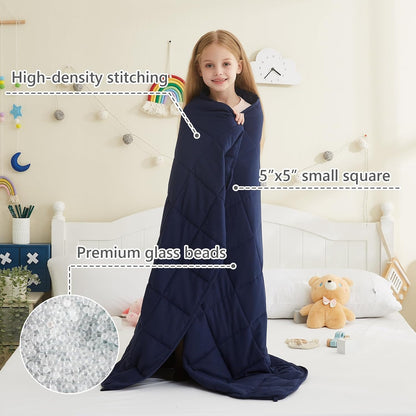 L'AGRATY Weighted Lap Pad 7lb: Small Weighted Blanket for Adults - Cooling Portable Travel Blanket for Relaxation Sleeping - Washable All-Season (29" x 24")