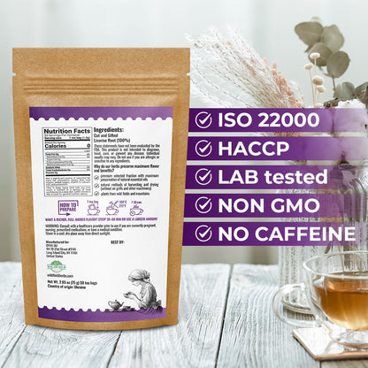 50 Bags Licorice Root Tea Liqorish Root Tea Herb (Glycyrrhiza Glabra) - 50 Count 1.5g Bags Licorice Roots Raiz De Regaliz