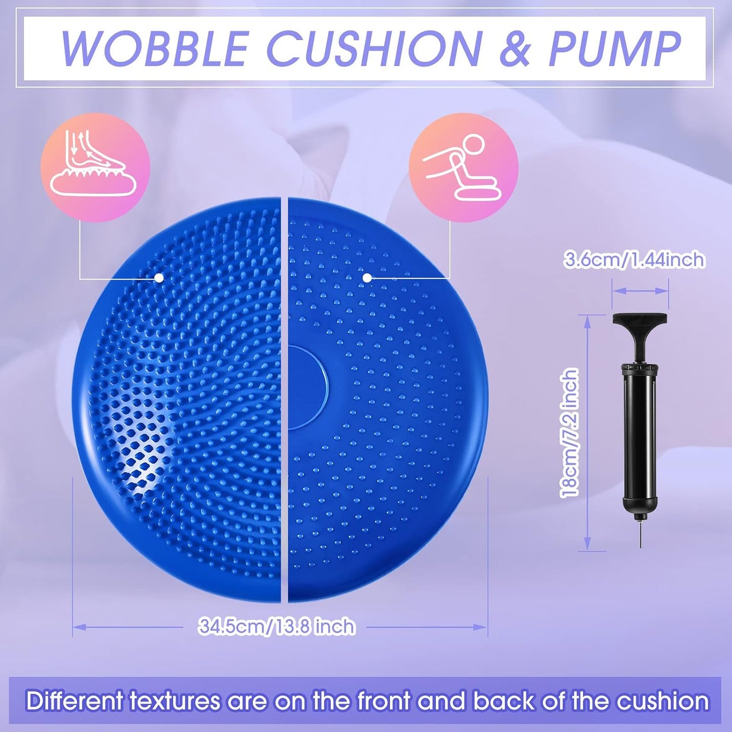 8 Pcs Balance Disc Set with Hand Pump, Wobble Cushion, 3 Balance Pods & 4 Spiky Massage Balls, for Sensory child, Balancing Training, Physical Recovery, Exercise, Adults, Dogs