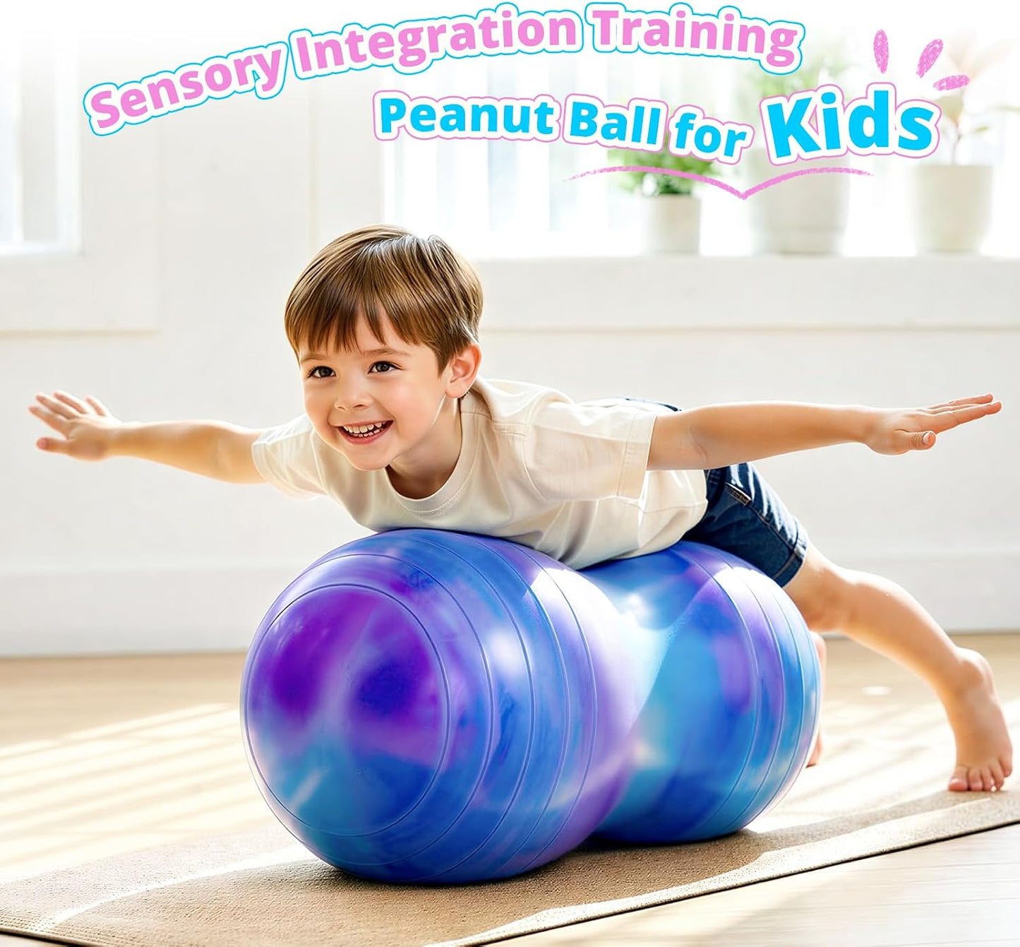 18’’/20’’ Peanut Ball for Kids & Adults, Anti-Burst Exercise Ball for Autism Sensory Training, Pregnancy & Physical Therapy, Yoga Balance Ball Chair for Fitness.