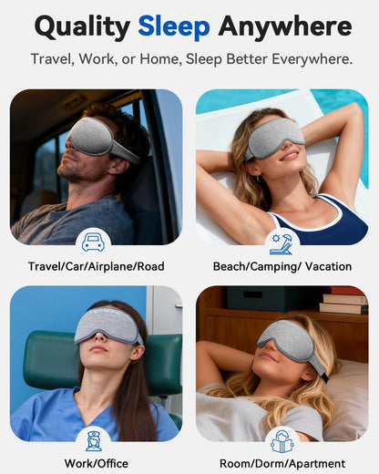 Weighted Blackout Sleep Mask for Men, 3D Contoured Zero Eye Pressure, Lash-Friendly Deep Eye Cups, Adjustable Slide Buckle Strap, Office Nap & Business Travel Essential, Relaxation Gift for Him(Black)