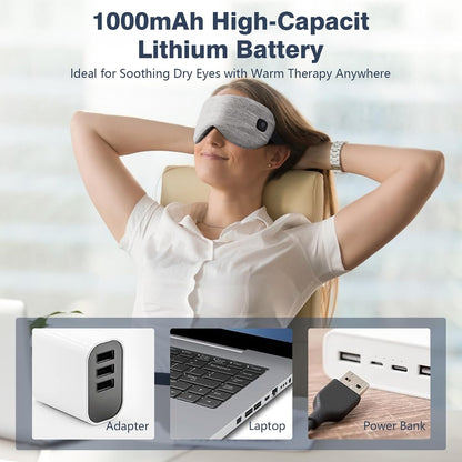 Heated Eye Mask Cordless, Warm Eye Compress for Dry Eyes Stye Blepharitis Chalazion MGD Eye Treatment, Heat Therapy to Unclog Gland, Soothe Tired and Sore Eyes (Gray)