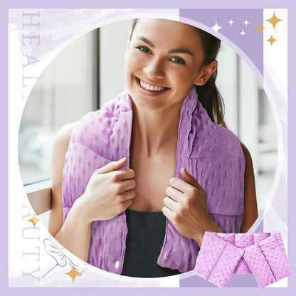 SmoothNovelty 4 lb Sensory Weighted Neck Wrap 32 x 8 Inch Shoulder Wrap Weighted Neck Shoulder Pad Glass Bead Filled Dual Texture for Adults Relaxation(Purple)