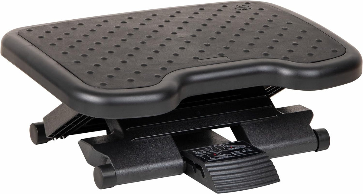 Mind Reader Foot Rest, Under Desk at Work, Ergonomic, Height Adjustable, Office, Plastic, Black