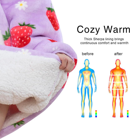 Kipswiza Wearable Blanket Hoodie Gifts for Women and Men, Oversized Cozy Warm Flannel Sherpa Hooded Blankets Sweatshirt with Giant Pockets for Adult and Teens, Dark Gray