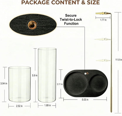 3 in 1 Incense Holder for Sticks Upside Down Anti-Ash Incense Burner with Glass Ash Catcher Backflow Cone Incense Diffuser with Adjustable Threaded Mounting for Mediation Yoga Spa Gifts Home Decor