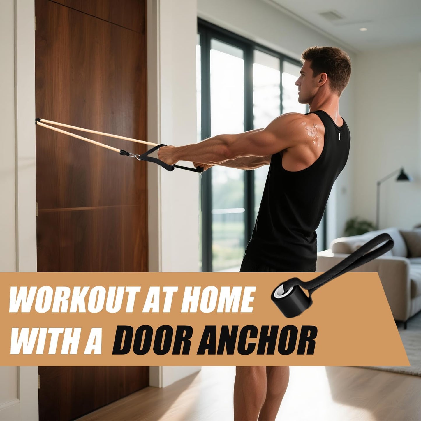 WHATAFIT Resistance Bands, Exercise Bands, Workout Bands with Handles, Door Anchor and Ankle Straps, 5 Resistance Levels Fitness Bands for Strength Training, Physical Therapy, and Home Gym Equipment