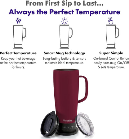 Nextmug Go - Temperature-Controlled, Self-Heating Travel Mug