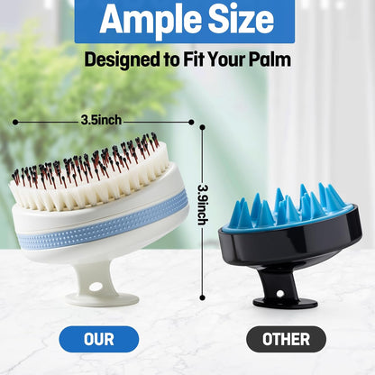 Scalp Massager with Double-Layer Bristles,Anti-Slip Rich-Lathering Hair Washing Shampoo Brush,Curved Scalp Scrubber with Better Head Fit for Dandruff Removal,Wet&Dry Use Scalp Stimulator.