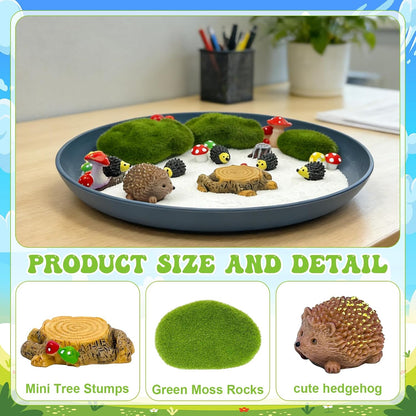 Zen Garden for Desk with Tray Sand Tools Cat Figurines DIY Micro Landscape Ornaments Miniature Meditation Sand Garden Stress Relief Desk Decor for Cat Lover Gifts