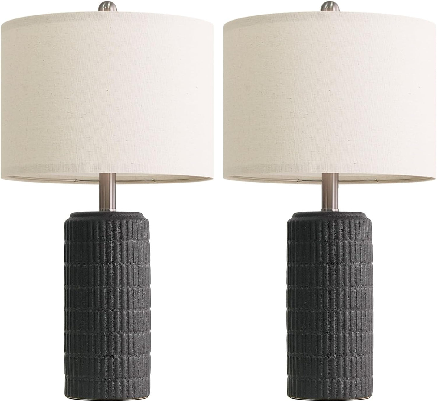 PoKat 23" Modern Ceramic Table Lamp Set of 2 for Living Room White Desk Lamps for Bedroom Farmhouse Bedside Nightstand Lamp House Warming Gifts New Home Decor End Table Lamps Gifts for Women Mom Beige