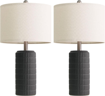 PoKat 23" Modern Ceramic Table Lamp Set of 2 for Living Room White Desk Lamps for Bedroom Farmhouse Bedside Nightstand Lamp House Warming Gifts New Home Decor End Table Lamps Gifts for Women Mom Beige