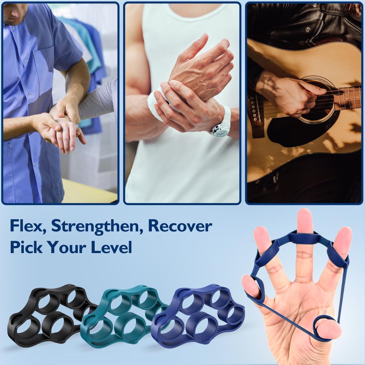 FitBeast Grip Strength Trainer, Finger Exerciser, Forearm Strengthener 9-Piece Kit, Hand Grip Strengthener Targeted Strength, Relief & Recovery