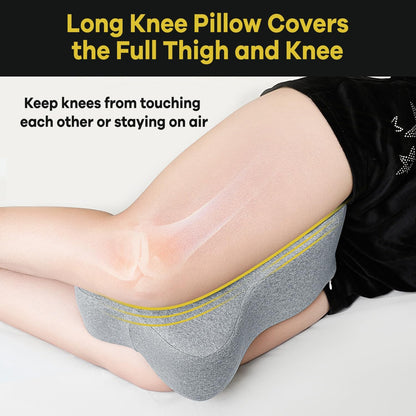 Long Knee Pillow for Side Sleepers Separates Full Thighs for Alignment | Memory Foam Leg Pillow for Knees,Hips, Back Pain Relief When Side Sleeping Spine Alignment Support for Knee Surgery Recovery