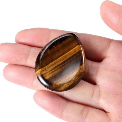 Jovivi Thumb Worry Stone - Palm Stones Pocket Natural Chakra Reiki Healing Crystals Therapy Geometry - Lapis Lazuli