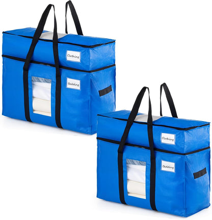 TAILI Blue Extra Large Moving Bags,Storage Bags with Visible Window