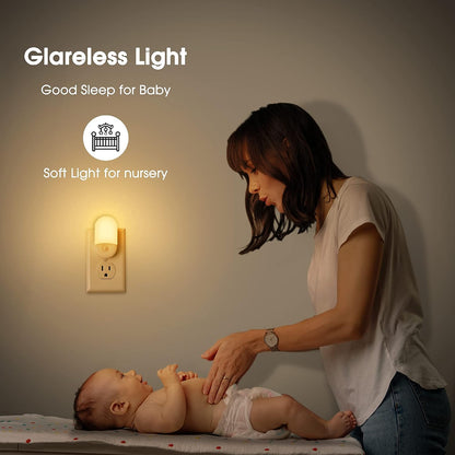 L LOHAS LED Amber Night Light, Night Lights Plug into Wall[2 Pack], 0.6W 2000K LED Night Light, Dusk to Dawn Sensor, 30/60LM Adjustable Brightness, Automatic Low Blue Nightlight for Kids, Bathroom