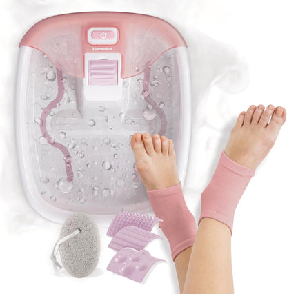 HoMedics Bubble Bliss Deluxe Foot Spa with Heat Massaging Arch, 3 Acupressure Attachments, Splash Guard, Raised Nodes Creates Bubbles, Improves Circulation, Soothe Tired Muscles