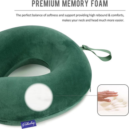 Travel Pillow Memory Foam for Airplanes - Neck Pillow for Traveling, Car, Home, Flight Pillow for Sleeping with Attachable Snap Strap Soft Washable Cover, Provide Head Neck Support Rest, Dark Gray