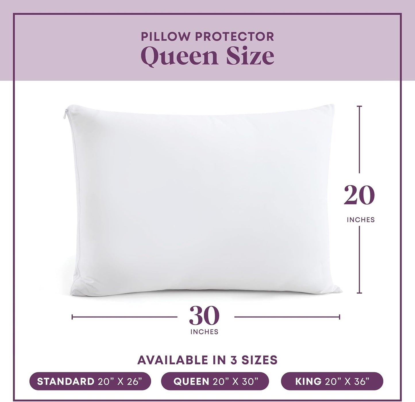 CirclesHome Pillow Protectors 4 Pack Standard Zippered - 100% Cotton Breathable Pillowcases - Protects Pillows from Dirt, Dust and Debri (Standard - Set of 4 - 20x26)
