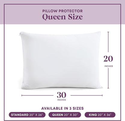 CirclesHome Pillow Protectors 4 Pack Standard Zippered - 100% Cotton Breathable Pillowcases - Protects Pillows from Dirt, Dust and Debri (Standard - Set of 4 - 20x26)