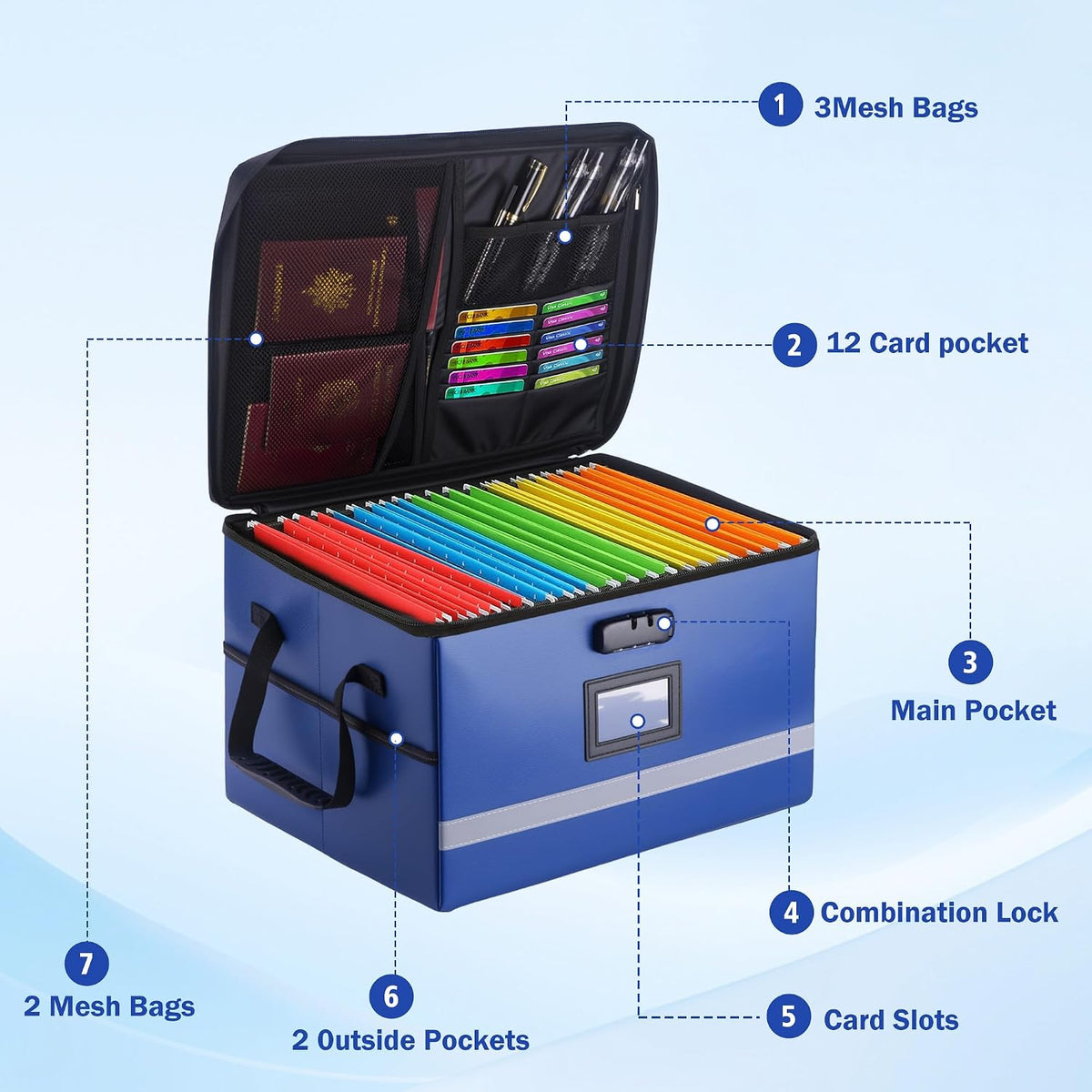 EXLIFBAG Fireproof File Organizer with Lock, 1 Layer