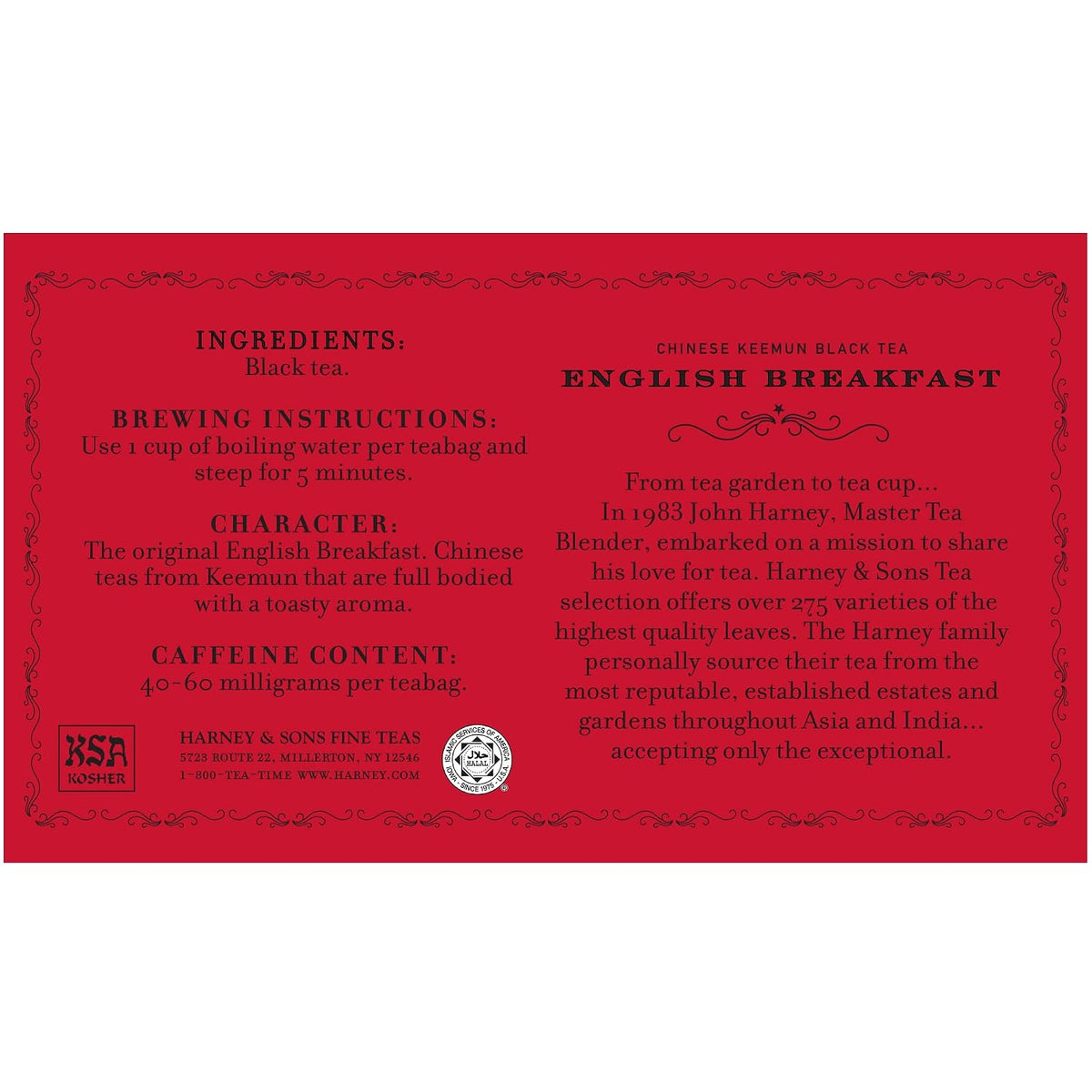 Harney & Sons English Breakfast Black Tea Bags, 50 Count