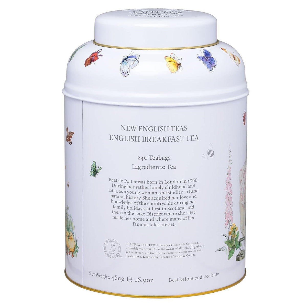 New English Teas Beatrix Potter Peter Rabbit Tea Caddy with 240 English Breakfast Teabags