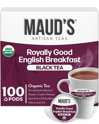 Maud's Organic Chamomile Lavender Tea Pods, 24 ct, Single Serve Pods – 100% Gourmet Blended Tea Leaves, Compatible with Keurig K Cups Maker