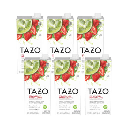 TAZO Strawberry Matcha Latte Concentrate, Sweetened Green Tea and Matcha Flavor, 32 Fl Oz Carton (Pack of 2)