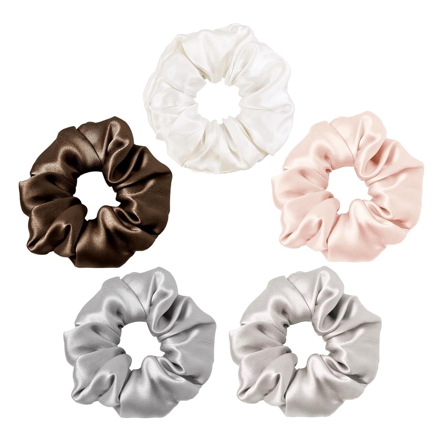 LILYSILK Silk Hair Scrunchies / Ties for Frizz & Breakage Prevention, 100% Mulberry, No Damage, Elastic ponytail Holders, 1Pc, Coffee - Colors A