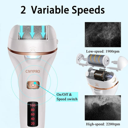 Electric Foot Callus Remover- Long Service Time, Rechargeable Electronic Foot File- Ideal Gift, Professional Pedicure Tools, Waterproof Foot Scrubber, Pedicure Kit Feet Care for Dead Skin (Black)