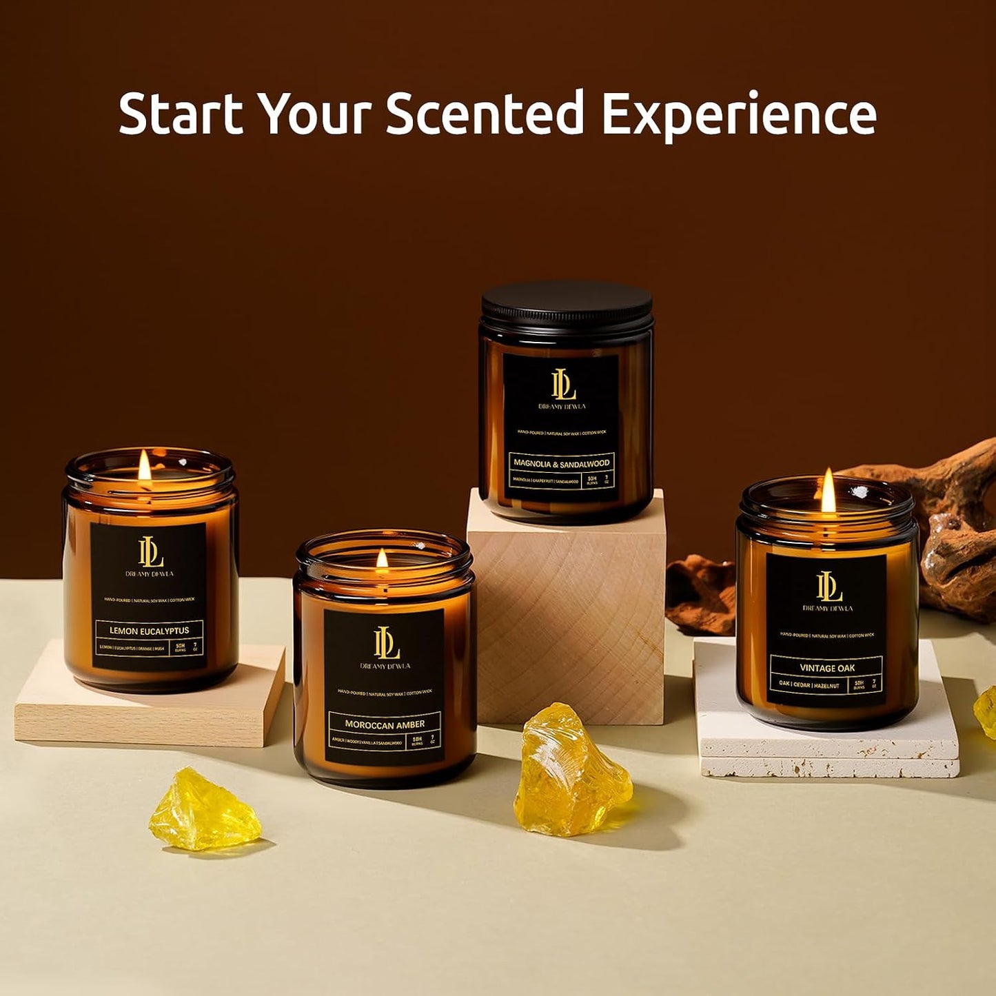 Scented Candles Set, 4 Pack Soy Candles for Home Scented, Candle Gifts for Women Men, 28oz 200 Hours Burn, Scents of Pineapple Cocktail/Coconut Vanilla/Pink Sands/Bahamian Breeze