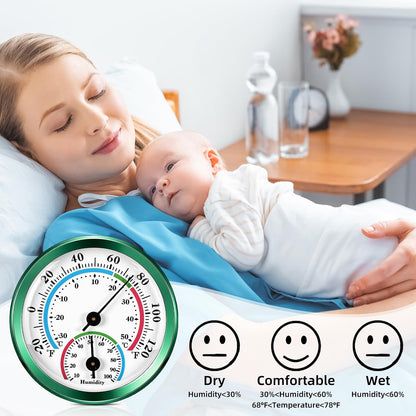Weewooday 3 Pcs Indoor Outdoor Thermometer 2 in 1 Mini Home Temperature Humidity Hygrometer Monitor Gauge for Home Offices Wall(Silver,2.2 Inch)