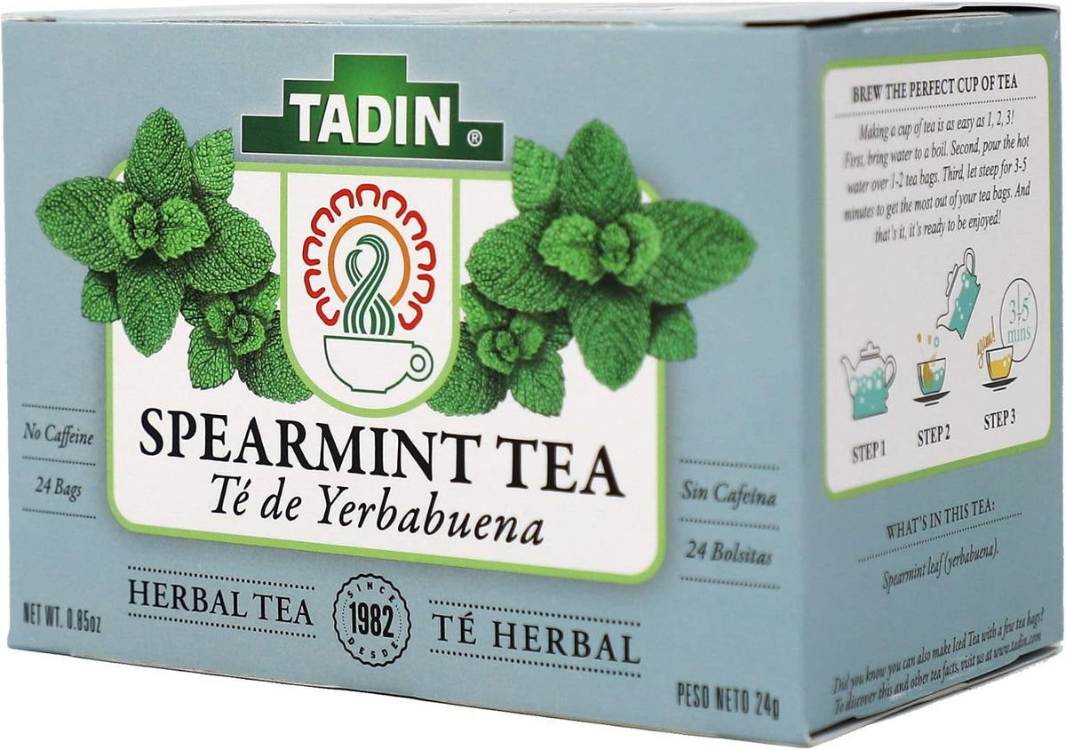 Tadin Spearmint Tea, Helps Relieve Stomach Pain and Indigestion, 24 Count (Pack of 3)