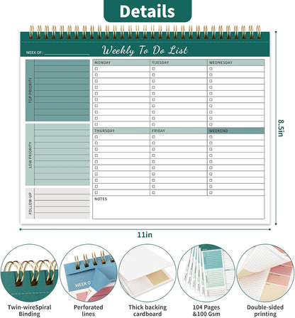 104 Pgs To Do List Notepad, 52 Undated Sheets Duplex-printed