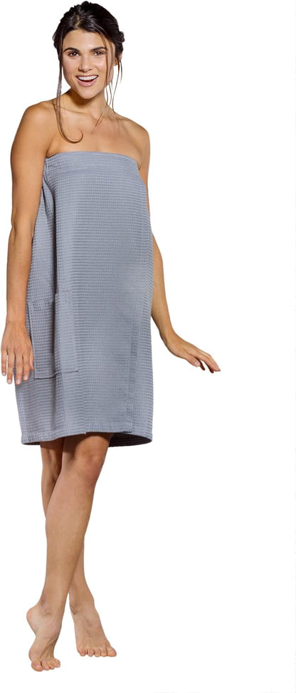 Turquaz Lightweight Knee Length Waffle Robes For Women Spa Bath Waffle
