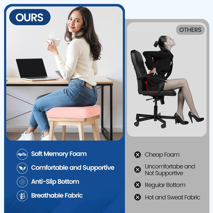 SweetSlubr Seat Cushion for Tailbone Pain Relief, Office Chair Cushion, Chair Pad, Memory Foam Large Cushion with Non-Slip Cover for Soft Support at Office Chair, Car Seat, Airplane, Black/Large