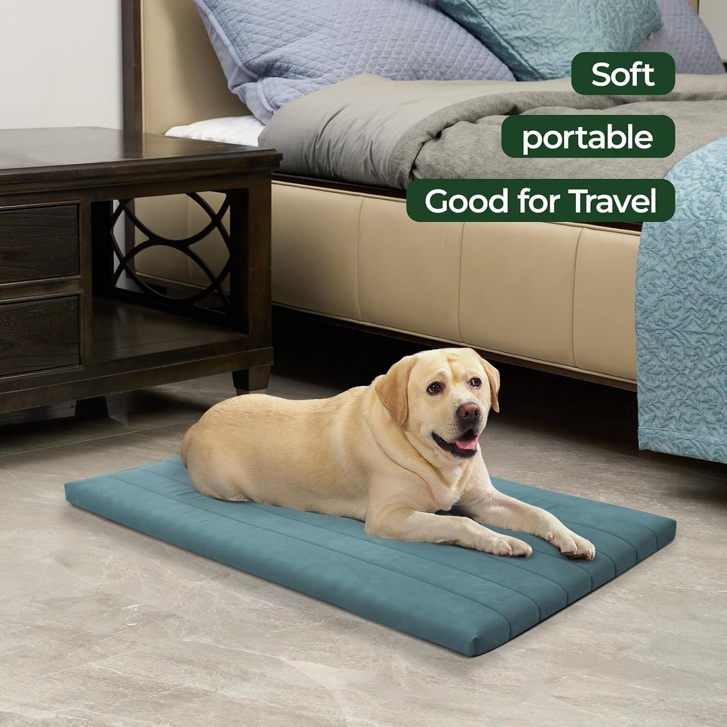BALANCE Dog Crate Bed, Orthopedic Dog Bed Pad with Waterproof Liner, Washable Crate Foam Pet Mat for Large, Medium, Puppy Dogs Breeds, Mint Leaf, 36“x23”x1.6“