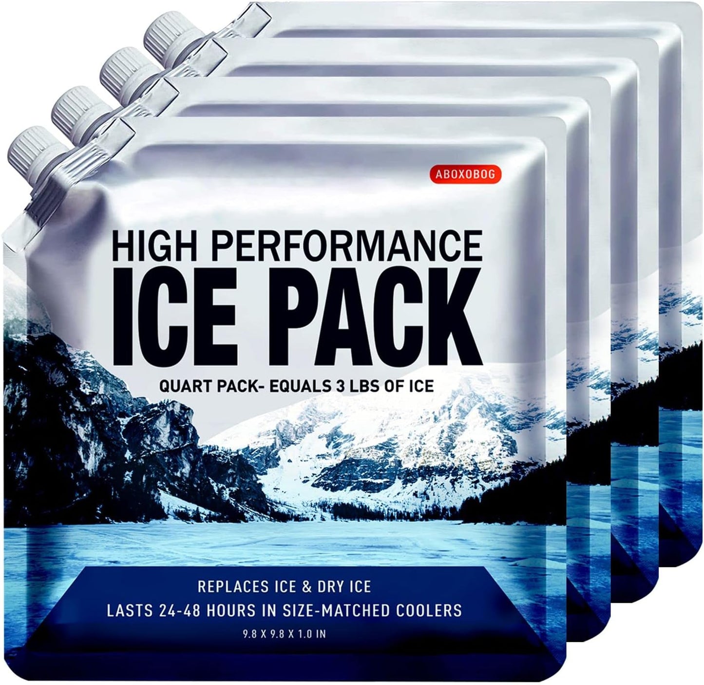 Reusable Ice Packs for Cooler Bag & Large Lunch Box, Long Lasting Gel Freezer Pack for Backpack, Heavy Duty Cold Packs for Camping, Travel, 3 Pack (9.8"x9.8")