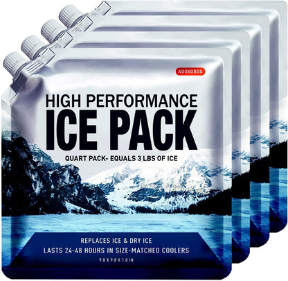 Reusable Ice Packs for Cooler Bag & Large Lunch Box, Long Lasting Gel Freezer Pack for Backpack, Heavy Duty Cold Packs for Camping, Travel, 3 Pack (9.8"x9.8")