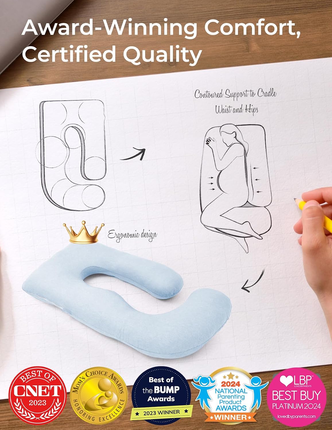 Momcozy Cooling Pregnancy Pillow - U Shaped Full Body Maternity Pillow