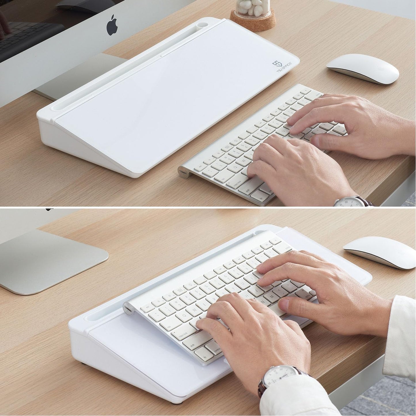 TSJ OFFICE Whiteboard Weekly Dry-Erase-Board - Desktop White Board Calendar Desk Organizers with Accessories Computer Keyboard Stand with Drawer, for Office, Home, School Supplies - White Calendar